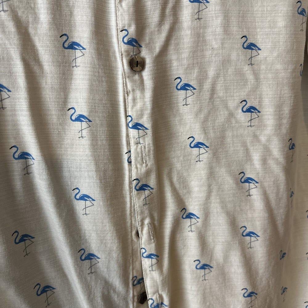 Island Republic Vintage Collection Men Flamingo Print Short Sleeve Silk Shirt XL - Picture 3 of 8